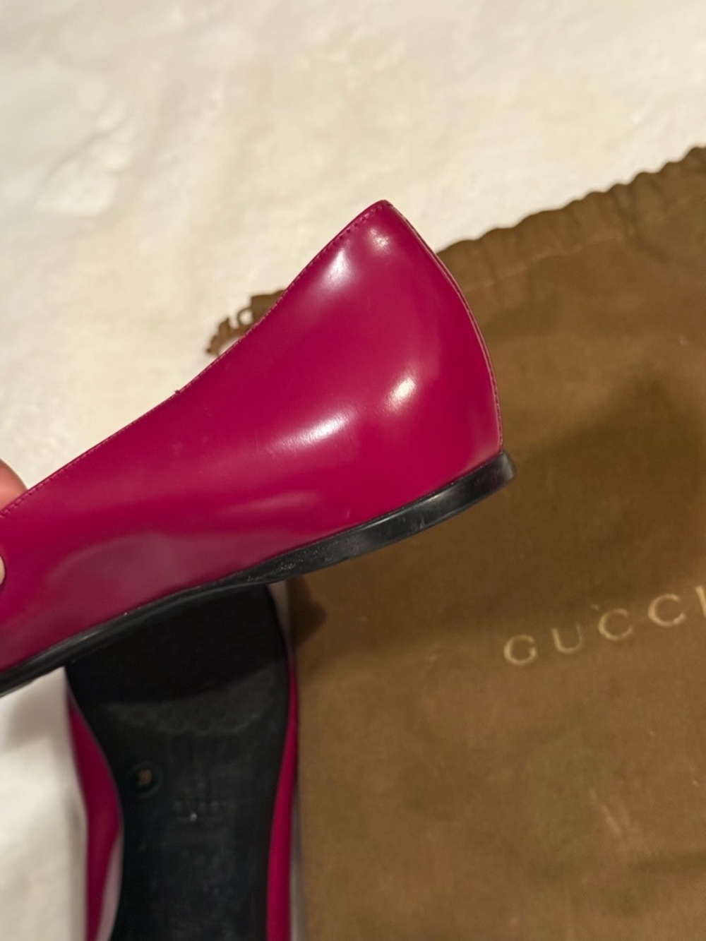 Gucci Women's Purple Leather Ballet Flats with Signature Web Stripe Authentic - Picture 6 of 7